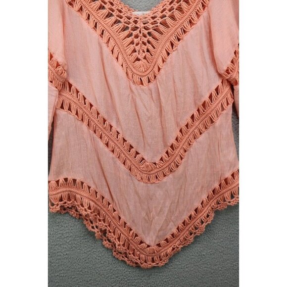 Boston Proper Crochet V-Neck Tunic-Size Medium-Beachy-Cottagecore-Boho - Picture 2 of 10